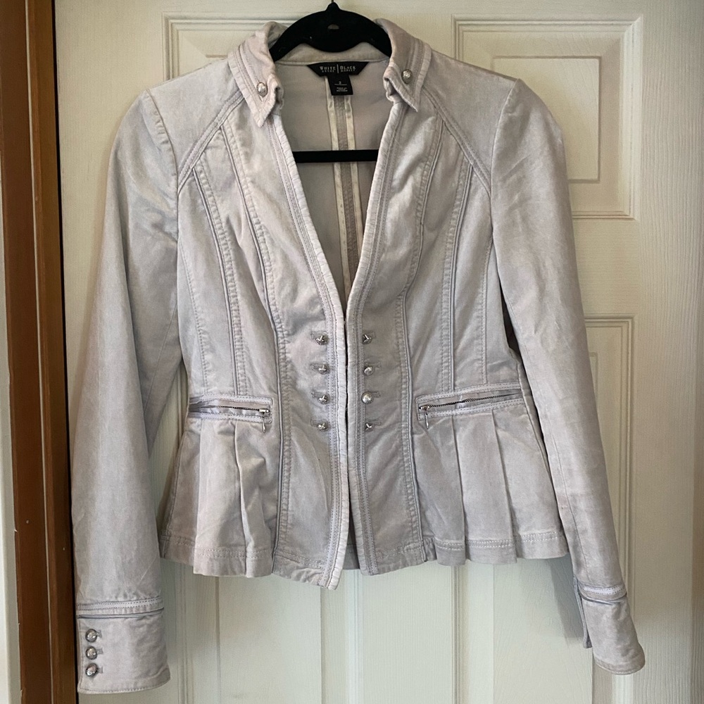 White House Black Market Light Gray Peplum-Style Zip Jacket - Size 2 - EUC!